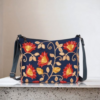 STARWINGS Blue Sling Bag Elegant Embroidery Unique Design Shoulder Hobo Crossbody Women Slingbag