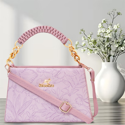 FIAGO Purple Sling Bag Signature Monogram Canvas and Leather Handbag with Shoulder Strap, For Women