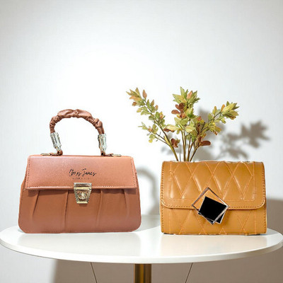 clarisjames Tan Sling Bag Tan Combo casual stylish trendy slingbag women(Pack of 2)