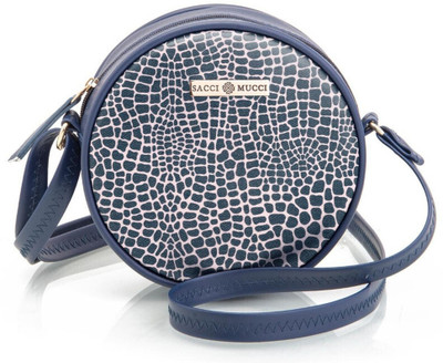 house of common Blue Shoulder Bag Round Sling Bag, Printed Sling Bag, Women Sling Bag, Crossbody Bag-Alligator