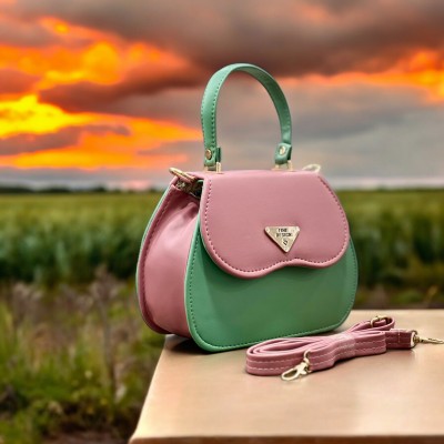 Fine Design Pink Messenger Bag Women Colorblock Sling Bag