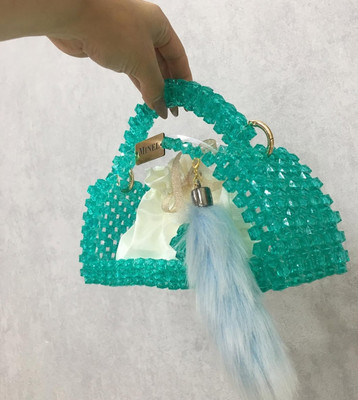 Mundalicraft Multicolor Hand-held Bag Acrylic Set Imported Beads Handbag Woman Fashion Trend handbag