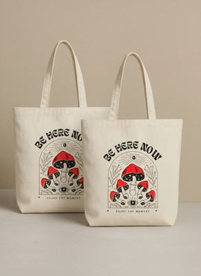 Kyraa White Tote Canvas Cotton Tote Bags for Women | Eco-Friendly Shopping(Pack of 2)