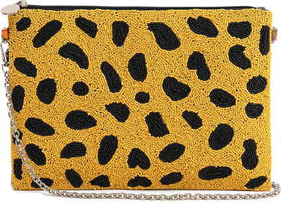 Boho Girl Yellow Clutch Jaguar Printed Clutch