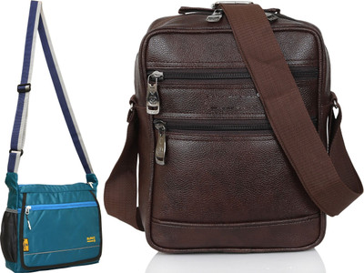 Blowzy Brown, Blue, Black Sling Bag Cross Body Travel Office Business Messenger One Side Men & Women Sling Bag(Pack of 2)