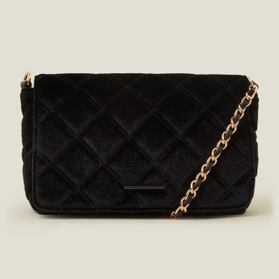 ACCESSORIZE LONDON Black Sling Bag Women's Black Velvet Sling Bag