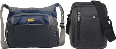 Blowzy Black, Grey Sling Bag Cross Body Travel Office Business Messenger One Side Men & Women Sling Bag(Pack of 2)