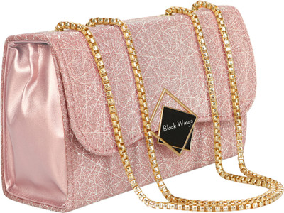 Black Wings Pink Sling Bag Cross body Chain handle Partywear Sling Bags for Girls