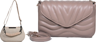 Despacito Beige, Beige Sling Bag Designer sling bag for girls(Pack of 2)