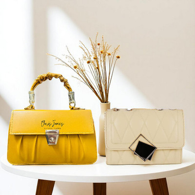 clarisjames Yellow Sling Bag Yellow and Cream Combo casual stylish trendy slingbag women(Pack of 2)