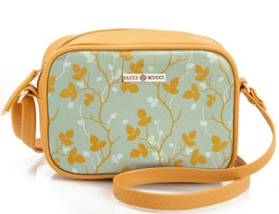 Sacci Mucci Yellow Sling Bag Stylish Box Sling Bag | Side Purse Stylish Latest-Floral Tree Twig