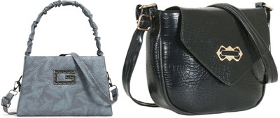 Zaxcer Grey, Black Sling Bag Beautiful Sling Bags for women and girls(Pack of 2)