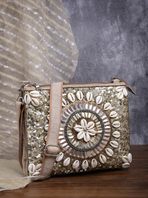 Anekaant Brown, Gold Sling Bag Boho
