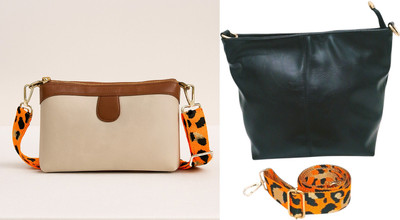Dakota Beige, Black Sling Bag Stylish Crossbody Bag with Orange Belt For Girls & Women(Pack of 2)