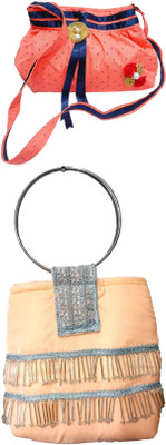 athizay Orange, Blue, Tan Sling Bag Sling bags for women print Cross body bags(Pack of 2)