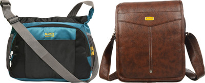 Blowzy Black, Blue, Brown Sling Bag College crossbody Travel Unisex Office Business Messenger Bag(Pack of 2)