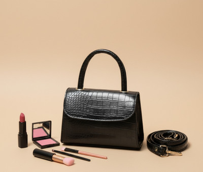 DONICY Black Sling Bag Stylish Croco Slingbag