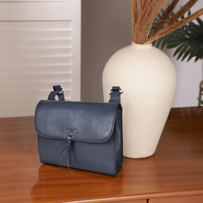 Sassora Blue Sling Bag Genuine Leather Trendy Classic Women Sling Bag