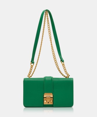 Miraggio Green Sling Bag Scarlet Solid Crossbody Bag with Convertable Sling/Shoulder Chain for Women