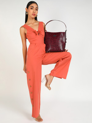 KLEIO Maroon Tote Vegan Marble Textured Hobo Bag