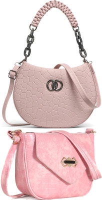 Reprox Pink, Pink, Pink Sling Bag Stylish Forever Young Sling Bag For Women And Girls(Pack of 2)