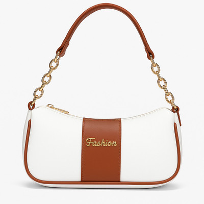 Ghuchadu White Sling Bag Women’s Stylish White & Brown PU Shoulder Bag with Chain Handle Sling Bag