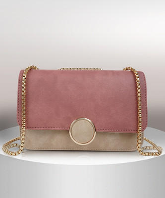 Romofy Pink Sling Bag Fancy Designer Ravishing Gold Chain Strap Crossbody SlingBag For Women
