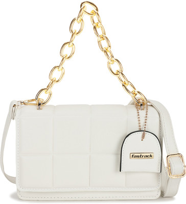 Fastrack White Sling Bag Quilted