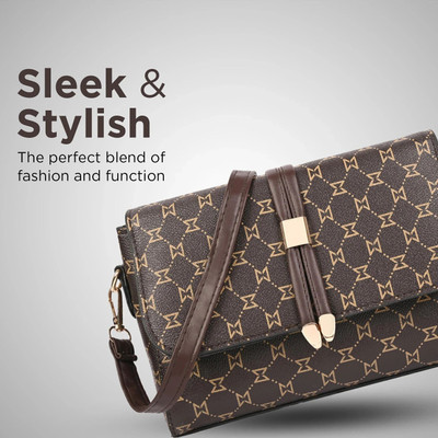 Sageware Khaki Sling Bag Womens & Girls Premium Checkered Sling Bag Handbag with Stylish Adjustable Strap