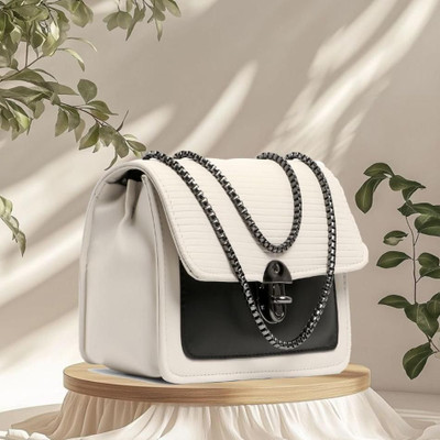 Nariox White Sling Bag Stylish Trendy Black Sling bag for women