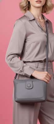 Leather Land Grey Sling Bag Button Sling In Grey