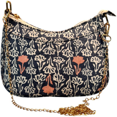 POORAK Grey Sling Bag Printed Cotton Bag for Girls & Women