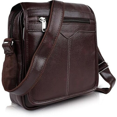BIRJIS Brown Sling Bag Rexine / Pu Leather Sling Bag
