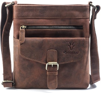 Goatter Brown Sling Bag Hunter Leather Unisex Sling Cross-BodyBag Messenger Bag