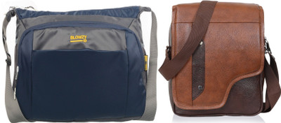 Blowzy Blue, Brown Sling Bag Cross Body men's sling bag(Pack of 2)