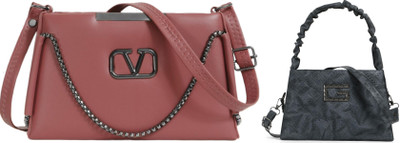 Zaxcer Pink, Black Sling Bag Beautiful Sling Bags for women and girls(Pack of 2)