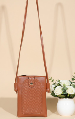 DONICY Brown Sling Bag Classy mobile pouch sling