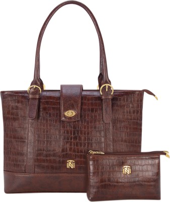 INIT Brown Shoulder Bag Bailey Brown PU Leather Handbag With Ladies Wallet