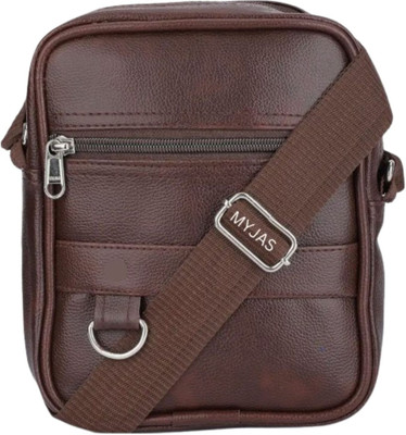 myjas Brown Sling Bag pure lite Leather Crossbody Bag,Side Bag Men,Passport Sling
