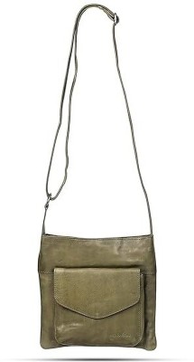 TASHAN Green Sling Bag Genuine Leather Cross Body Sling Bag with Strap for Women Travel and Mens