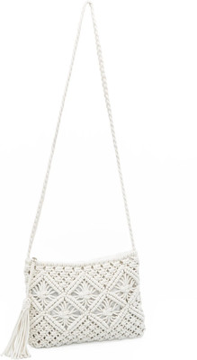 Saaz White Sling Bag Sling Bag for girls woman macrame sling bag