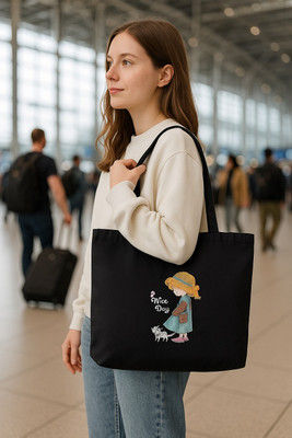 KeepCart Black Tote Tote Bags For Girls Canvas Handbag Large Capacity Fashion Bag for College Office