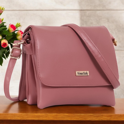 Women Marks Pink Sling Bag Textured Plain