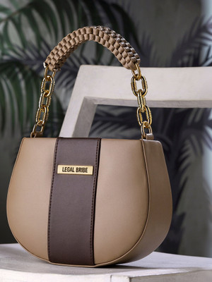 LEGAL BRIBE Khaki Sling Bag Knitted Handle