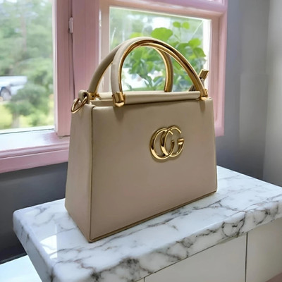 ZOKER Beige Sling Bag Stylish Boxy PU Sling Bag for Women