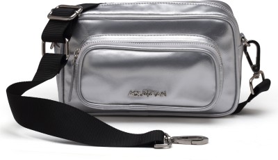 Aquatan Silver Sling Bag Vegan Leather Metallic Silver Crossbody Sling Bag for Women