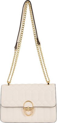 WYNBERG White Sling Bag Women’s Vegan Leather Shoulder Bag with Golden Chain | Stylish Crossbody Purse