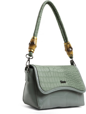 Exotic Green Sling Bag Premium PU Leather with Intricate Embossed Pattern