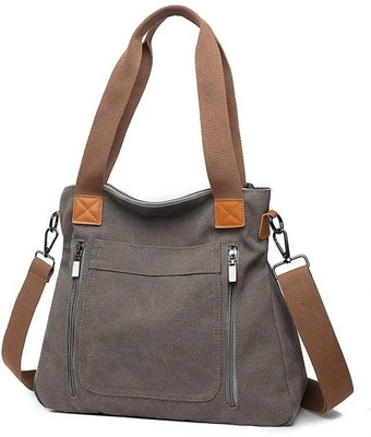 namchi Grey Hobo Women Canvas Handbag Shoulder bags Casual Multi-Pocket Top Handle Tote Crossbody
