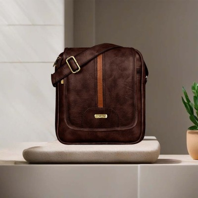 LOREM Brown Sling Bag Espresso Brown Modern Faux Leather Sling Bag For Men's SL02